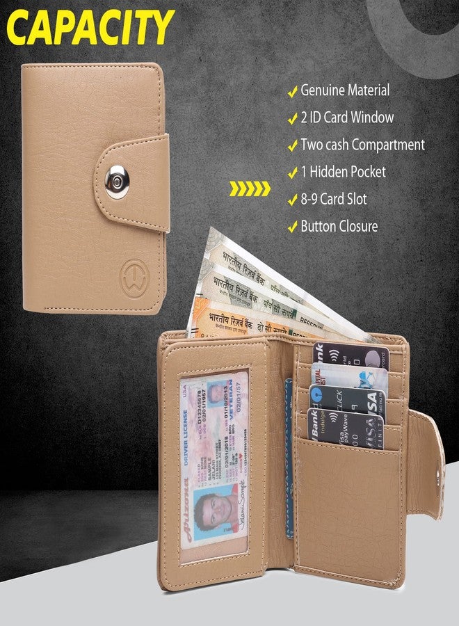 TnW Bi-Fold Beige Artificial Leather Hand Crafted Wallet for Women and Girls with Magnetic Flap - Image 5